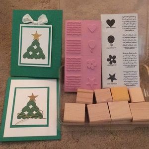 Stampin’ Up! Mini Messages stamp set with 2 completed Holiday cards. New in box